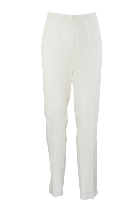 Shop ZEGNA  Trousers: Zegna linen trousers.
Zip and button closure.
American side pockets.
Rear welt pockets.
Composition: 100% linen.
Made in Romania.. UDI32A7 TT11-N01